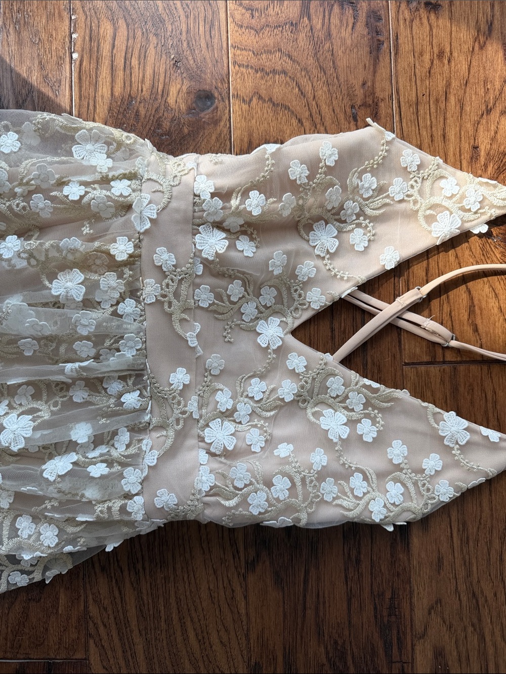 Altar'd State Nude/Champagne Floral Lace Maxi Dress - Picture 2 of 4